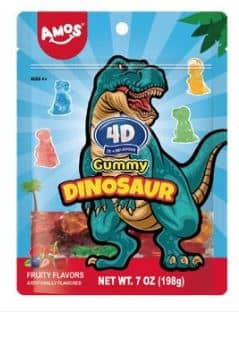 Amos 4D Gummy - Dinosaurs Sub Bag 7oz (198g) x 12 Units