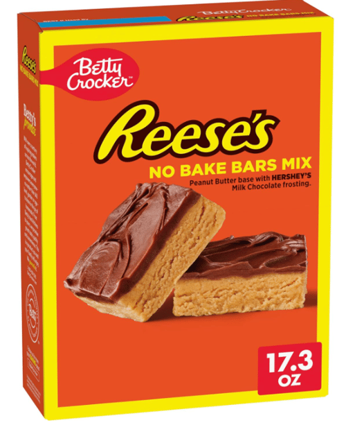 SINGLE - Betty Crocker REESE Peanut Butter No Bake Bars Mix With HERSHEY Milk Chocolate Frosting 17.3oz x 1 Unit