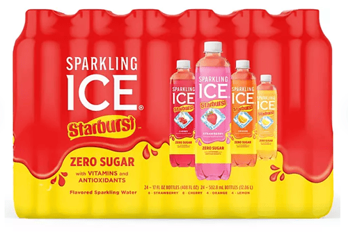 Beverage - Starburst - Sparkling Ice Variety Pack 17 oz (502.8ml) x 24 Bottles (8xStrawberry, 8xCherry, 4xOrange and 4xLemon) (Buyer is responsible if drinks may leak during shipping and weather) Best Before 11 Aug 2025