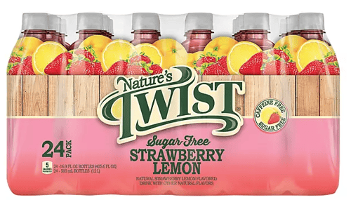 US - BEVERAGE - Nature Twist Sugar Free Strawberry Lemon16.9 fl OZ (500ML) x 24 UNITS (Buyer is responsible if drinks may leak during shipping and weather)