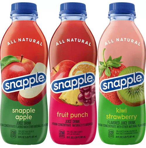 BEVERAGE - SNAPPLE JUICE DRINK VARIETY PARK 20OZ (581ML) x 24 UNITS (Buyer is responsible if drinks may leak during shipping and weather)