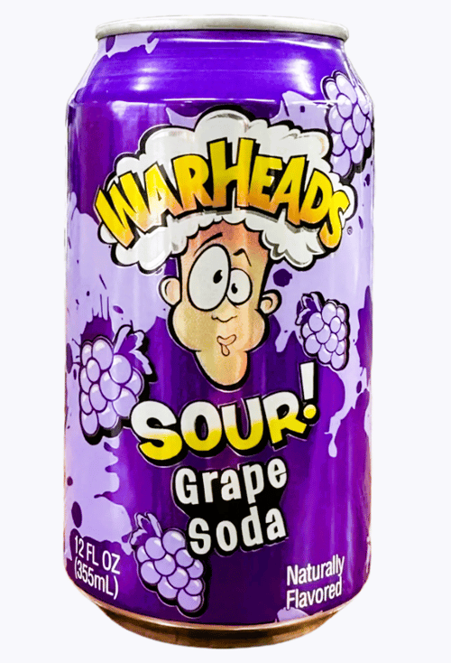 US - BEVERAGE - Warheads Sour Soda - GRAPE 355ml x 12 Units (Buyer is responsible if drinks may leak during shipping and weather)