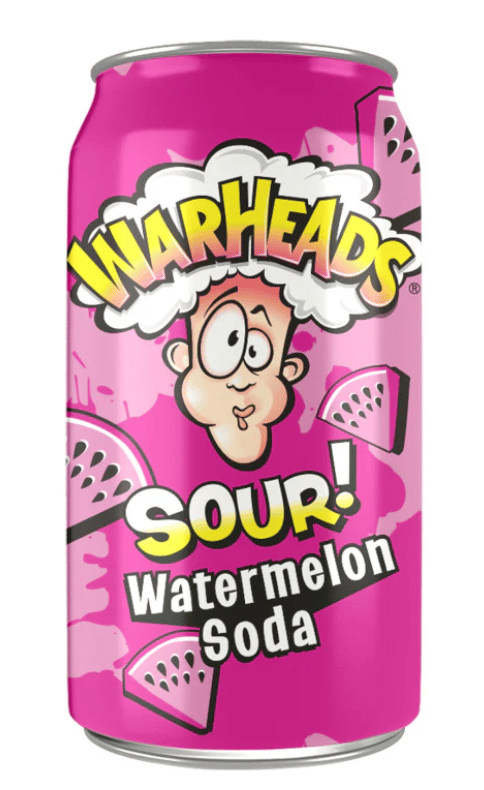 US - BEVERAGE - Warheads Sour Soda - WATERMELON 355ml x 12 Units (Buyer is responsible if drinks may leak during shipping and weather)
