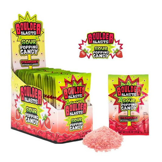 (S1-09) Boulder Blast Popping Candy - SOUR Strawberry x 24 Units