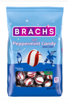 XMAS -Brach's Holiday Soft Peppermint Mints SUB Bag - 10 oz x 4 Units