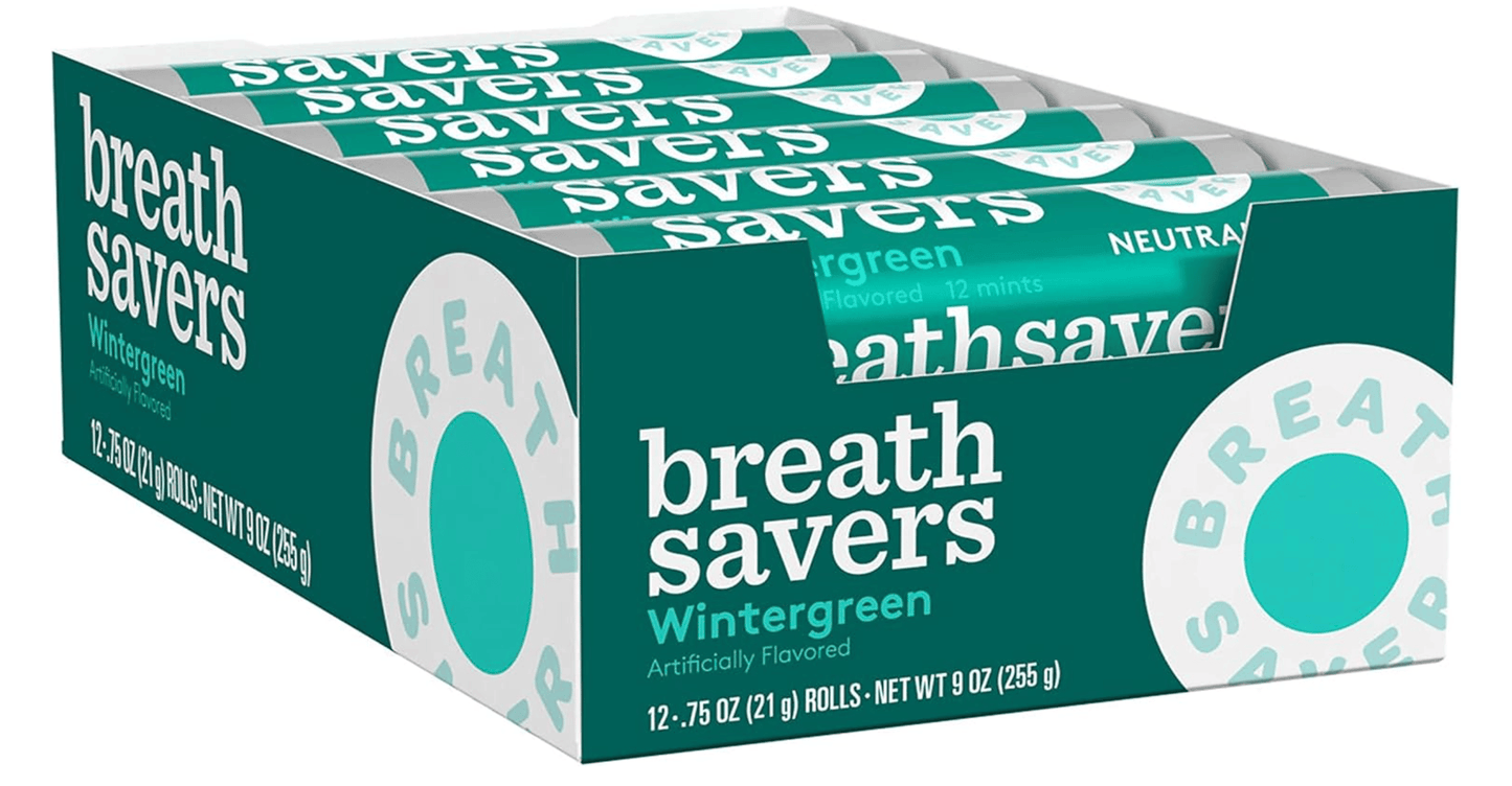 (S1-10) Breath Savers Mints Roll - Wintergreen 0.75oz x 24 units