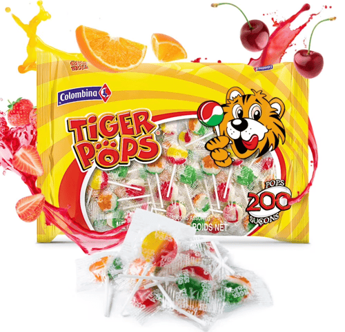 Bulk - Colombina Tiger Pops (200 Pops) 4.4lb (2kg) x 1 Bag