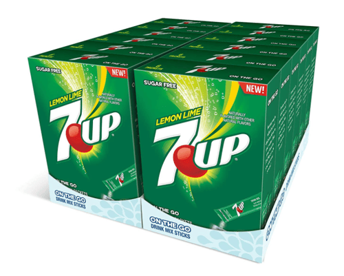 (S5-06) US - Drink Mix - CASE - On the Go - 7-UP Lemon Lime Sugar Free (6 pockets) x 12 Boxes