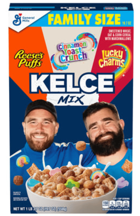 Cereal - KELCE MIX (Reese Puffs, Cinnamon Toast Crunch, Lucky Charms) - Family Size 19.7oz (558g) x 1 unit (Boxes with minor damage due to shipping)