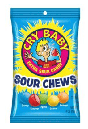 US - Charms - Cry Baby Sour Chews Peg Bag 7oz (198g) x 8 units