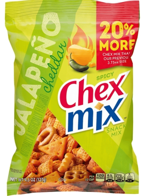 US - CHIPS - Chex Mix - Spicy Jalapeno Cheddar 4.5oz (127g) x 8 units (chips bags may deflated during shipping)