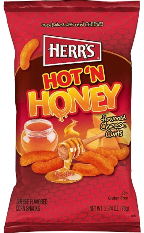 Case - Chips-Herr's Hot Honey Cheese Curls 2.75oz (78g) x 12 Units (chips bags may deflated during shipping)