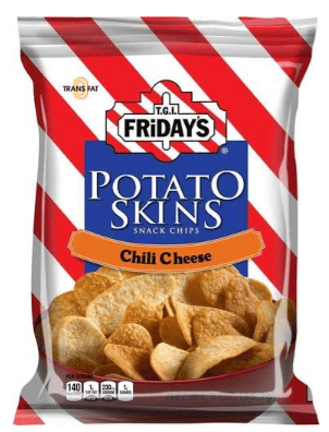 Chips - TGI Fridays Chili Cheese Potato Skins 3oz (85g) x 6 bags (chips bags may be deflated during shipping)