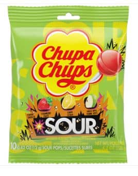 ITALY - Chupa Chups - Assorted Sour Peg Bag - 4.2oz X 12 Units