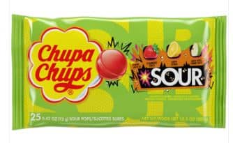 ITALY - Chupa Chups 25pk Assorted Sour Laydown Bag -10.5oz x 12 Units