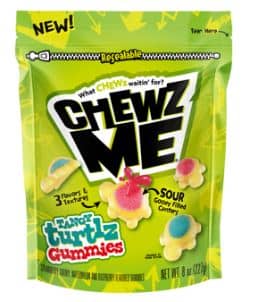 COLOMBIA -  Peg Bags - Colombina Chewz Me Sour Gummies - Turtle 8oz (227g) x 8 Units