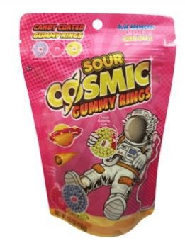 China - Cosmic Candy Coated Gummy SOUR Rings - 5.5 oz (156g) x 8 Units