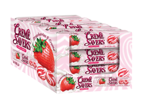 GREECE - Creme Savers - Strawberry & Creme - ROLLs 13pcs x 24 units