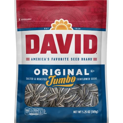 David Jumbo Salted & Roasted Sunflower Seeds (Original) 5.25 oz 12 units