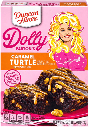 CASE - Duncan Hines - Dolly Parton - Caramel TURTLE Brownie Mix 16.7oz (473g) x 12 Units (Best Before July 9 2025)