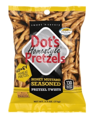 US - Pretzels - Peg Bag - Dot's Pretzels - Honey Mustard Twists 2.5 oz (71g) x 12 units