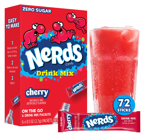 Drink Mix - CASE - Nerds - Cherry Zero Sugar (6 pockets) x 12 Boxes