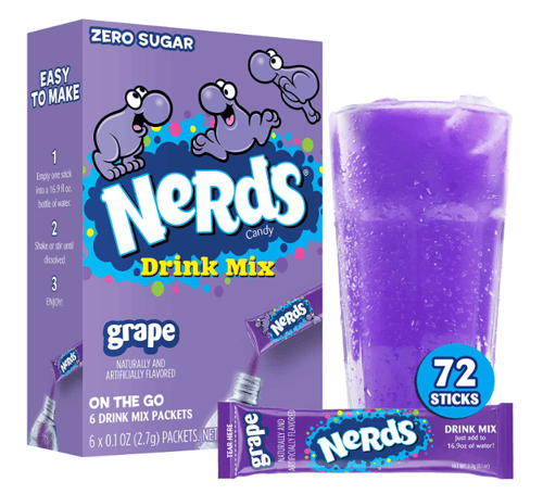 Drink Mix - CASE - Nerds - GRAPE Zero Sugar (6 pockets) x 12 Boxes