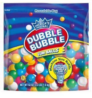 US - Bulk - Dubble Bubble Asstd Gumballs Refill Pouch - 53oz(3.3lbs) x 1 Bag