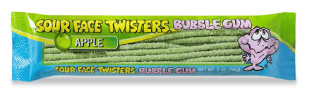 (S1-10) Face Twisters - Bubble Gum - Green Apple 2oz (56g) x 12 units