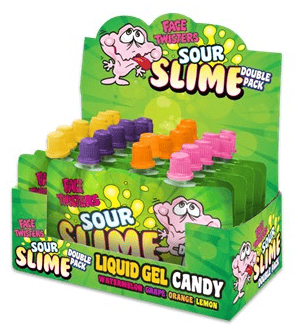 (S1-10) Face Twisters - Sour Slime Series 2 - Watermelon & Grape AND Orange & Lemon 1.4oz (40g) x 18 units