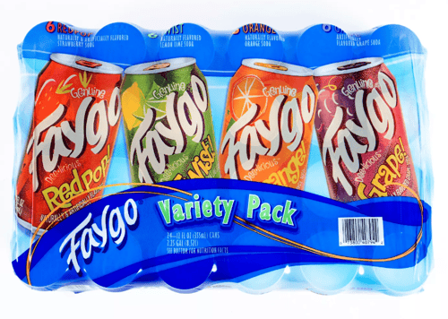 Beverage - Faygo Variety Pack 12oz (355ml) x 24 Cans (6xGrape, 6xRedPop, 6xOrange, 6xTwist Lemon Lime) (Buyer is responsible if drinks may leak during shipping and weather)