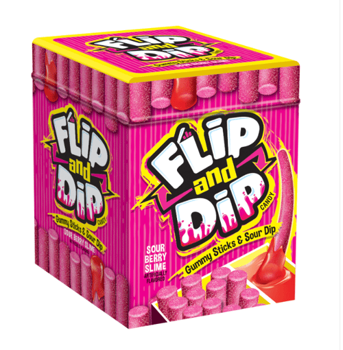 Flip and Dip Gummy Sticks & Sour Dip 3.4oz  (96g)  x 8 units