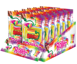 (S1-09) Foreign Candy Rainbow Roller Candy Display 0.78oz (22g) x 20 units