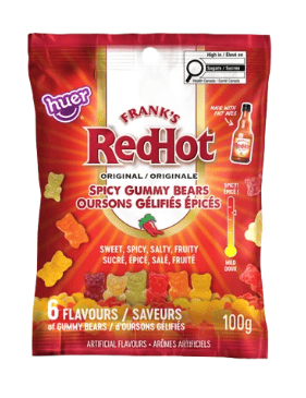 Huer - Franks Red Hot Gummy Bears Peg Bag - 100g X 15 Units