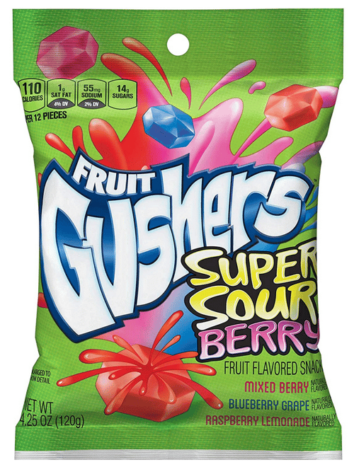 US - Fruit Gushers - Super Sour Berry 4.25oz (120g) x 8 units