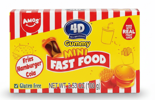 Theater Box - AMOS 4D FRUIT GUMMY Mini Fast Food - 3.53oz(100g) x 12 Units