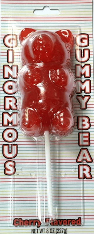 Xmas - Ginormous Cherry Gummi Bear Lollipop - 8 oz (226g) x 12 units (2 X 6ct)