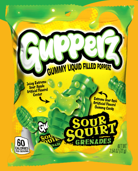 (S7-06) Gupperz  - Sour Squirt Grenades 2.54oz (72G) X 12 BAGS