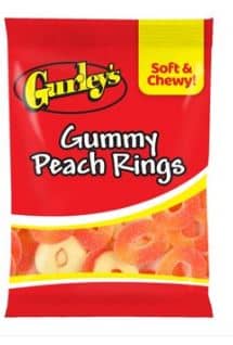 US - Gurleys Gummy - Peach Rings 4.50 oz (128g) x 12 Units