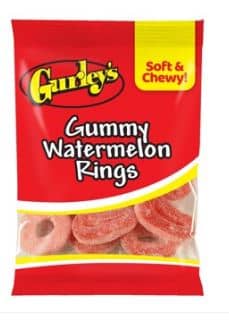 US - Gurleys Gummy - Watermelon Rings 4.50 oz (128g) x 12 Units