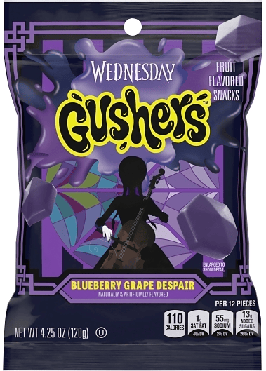 US - Fruit Gushers - Wednesday Addams - Blueberry Grape Fruit 4.25oz (120g) x 8 units