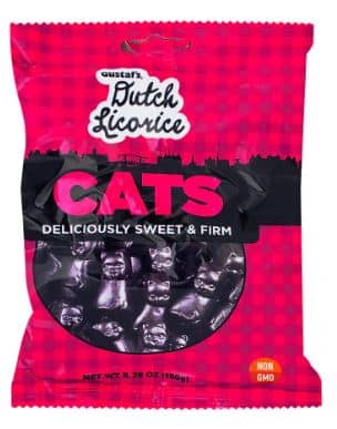 (S3-01) Netherlands - Gustaf Dutch Licorice Cats Peg Bag 5.29oz (150g) x 12 Units