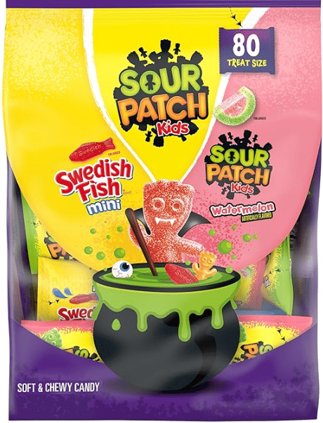 Halloween - Sour Patch Kids and Swedish Fish (80pcs) Treat Bag - 1.02kg x 1 Bag