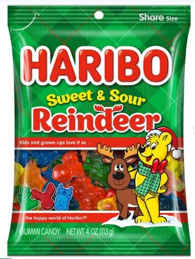 XMAS - Haribo Sweet & Sour Reindeer 4oz x 12 Units