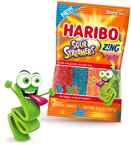 Spain-  Haribo Zing Sour Streamers 4.5oz x 12 units