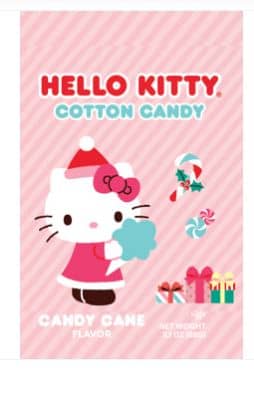 Xmas - Cotton Candy - Hello Kitty Candy Cane  Mylar Bag - 3.1oz (88g) x 12 Units