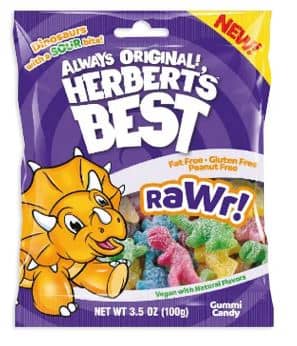 Herberts Best Rawr - Sour Dinosaurs Peg Bag - 3.5oz (99g) x 12 Units