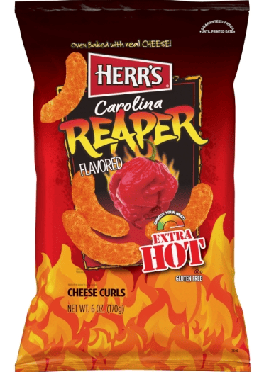 US - CASE - Chips - Herr's Carolina Reaper Flavored - Extra Hot 6oz (170g) x 12 Bags (chips bags may be deflated during shipping)