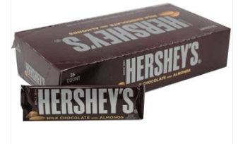 HERSHEY Almonds Milk Chocolate Standard Bar - 1.45oz (41g) x 36 Units