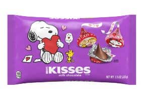 US - Single -Valentine - Hershey Milk Chocolate KISSES With Snoopy & Friends Foils LDB - 9.5oz X 1 Unit